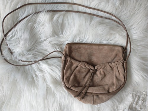 Vintage Tan Brown Suede Boho Hippie purse, shoulder bag small leather 80s 70s