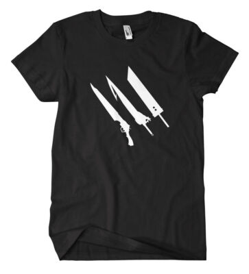 FF Swords T-Shirt Spiel LAN Party Gaming Fantasy Biggs Wedge Cid Chocobo Fun 