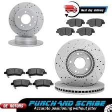 Front Rear Drilled Rotors + Ceramic Brake Pads Kit for Kia Optima Hyundai Sonata