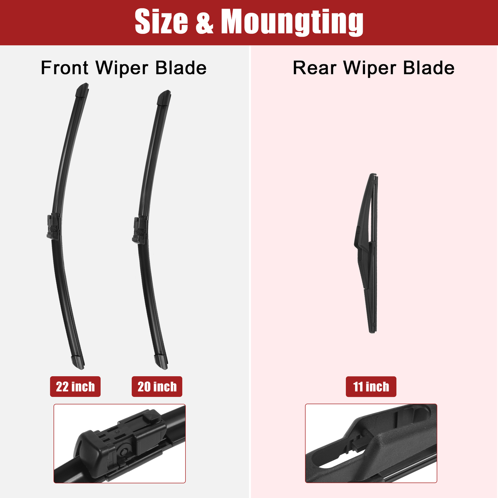 Pack of 3 For Jeep Renegade Front Rear Windshield Wiper Blade Set 22