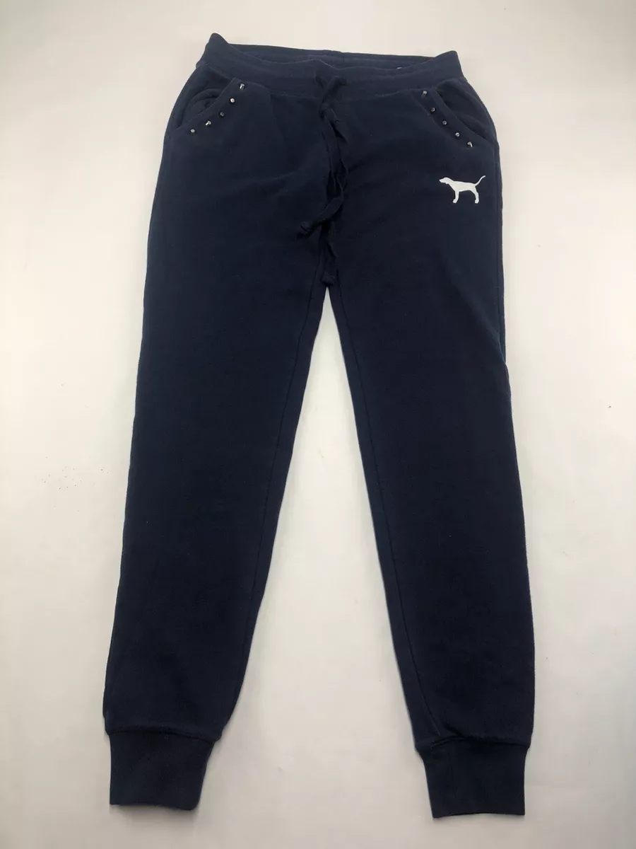 PINK by VICTORIA SECRET Size XS Navy Blue Sweatpants W Silver
