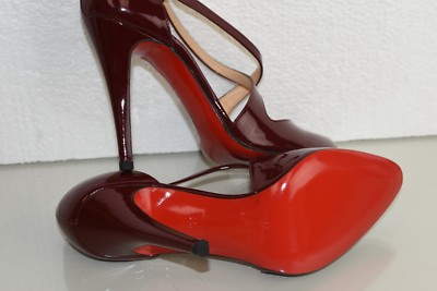 New Christian Louboutin TRICLO 100 Patent Heel Red WINE