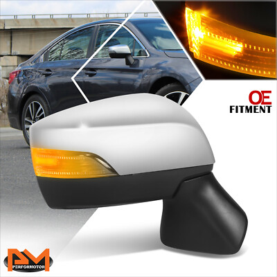 For 15-17 Subaru Legacy Outback Power Heated Signal Silver Cover Side Mirror RH