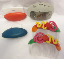 5 VTG Hair Comb Hair Fashions Hair Clips Multi Color Plastic D