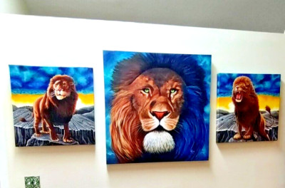 ''ASLAN'' TRIPTYCH Painting 3 x 3 ft and 2, 2 x 2 ft Acylic 2013!