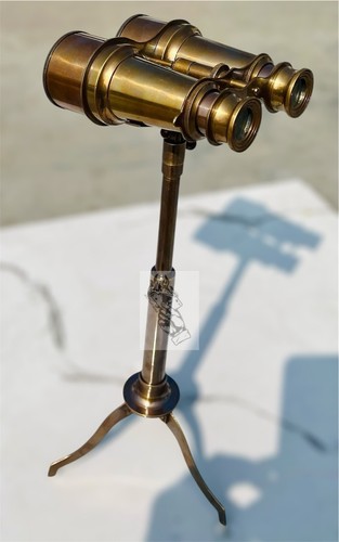 Nautical Vintage Antique Brass Binocular Telescope With Tripod Stand Home Decor - Picture 10 of 12