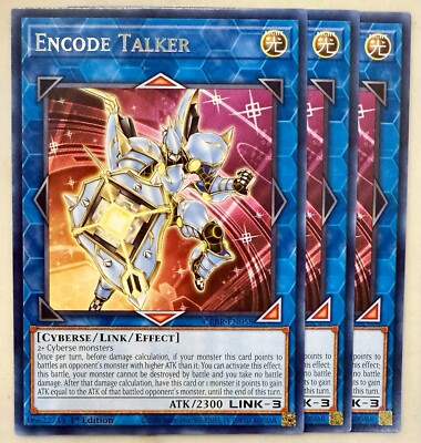Yugioh! 3x Encode Talker CRBR-EN058 Rare 1st Ed NM