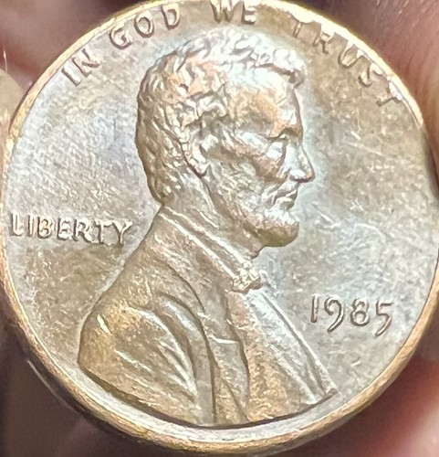 1985 error Lincoln penny. die crack over T, no FG - Picture 6 of 6