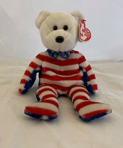 2001 Ty Beanie Baby ~ LIBERTY the Bear ~ White Face