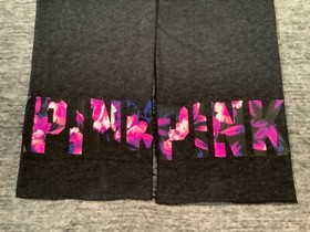 Victoria's Secret Pink Tropical Floral Boyfriend Pants Charcoal Gray Neon S Rare