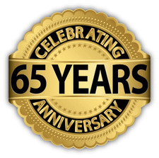 Anniversary 65 Sixty Five Years Golden Label Car Bumper Sticker Decal