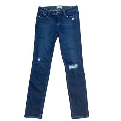 Paige Jeans Distressed Skyline Ankle Peg Dark Wash Womens 28