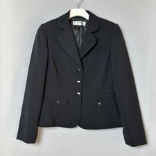 Tahari Arthur S Levine Blazer Jacket Womens 6 Black White Stripes Buttons Collar
