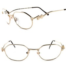 Funky Old Vintage Optical Mens Womens Gold Eye Glasses Frames