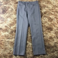 VTG 70s Levis Men Sz 36x32 Straight Brown Polyester Pants Trousers Made In USA