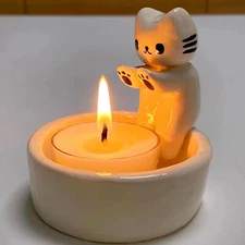 Cat Candle Holder Warming Paws Cartoon Kitten Scented Mini Light Candle Holders
