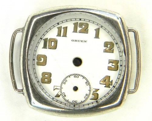 Gruen Antique, 0.925 Silver 0.4 ounce. Trench Watch Case Size 0