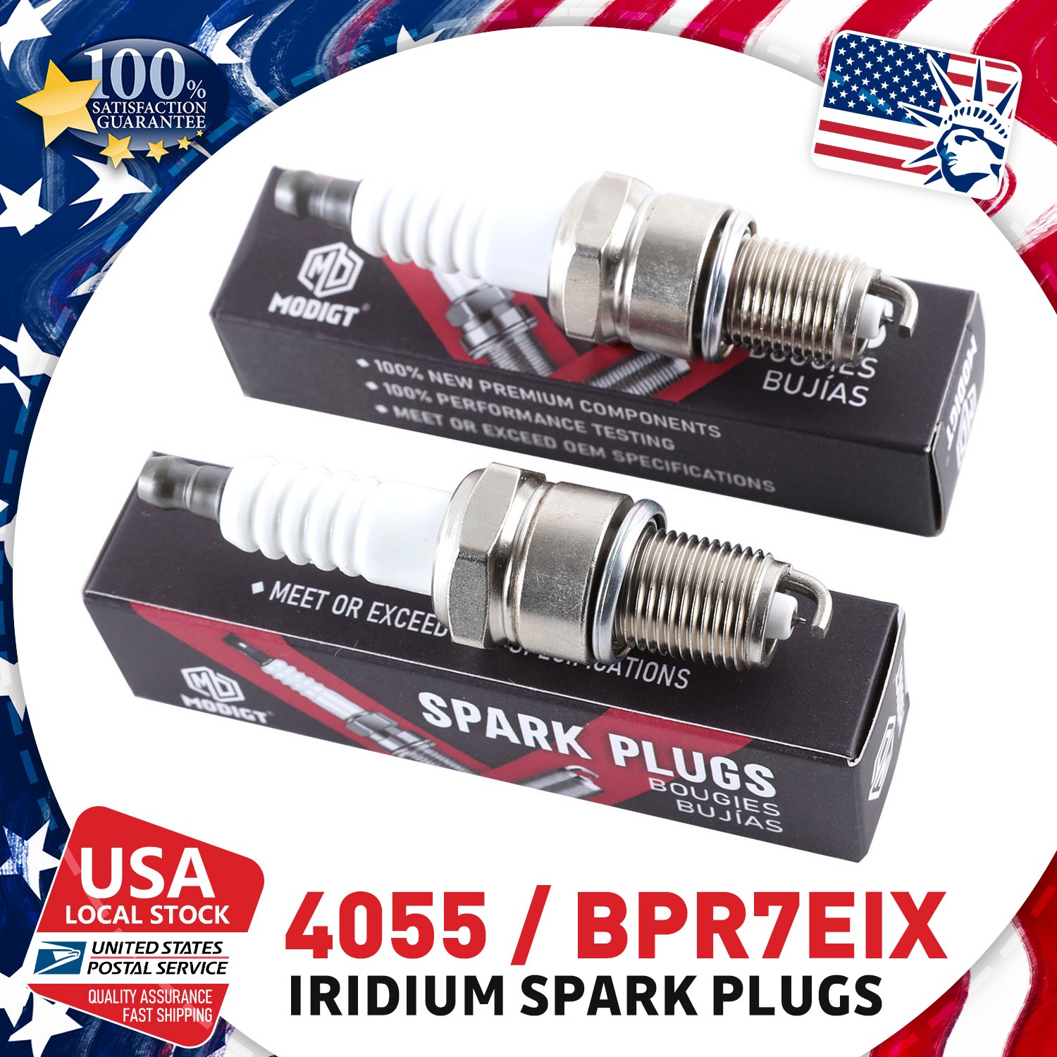2Pcs Iridium High Performence Spark Plugs FOR NGK 4055 BPR7EIX FOR WR5DS W5DPX
