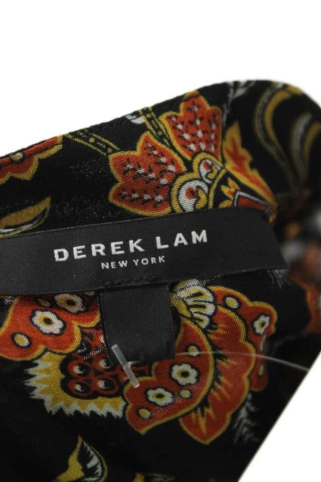 10 Crosby Derek Lam Womens Long Sleeve Floral Print Tier Dress Black Size S - Image 4 of 4