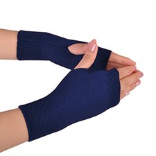 Wool Blend Fingerless Gloves Soft Arm Warmers Flexible Typing Gloves Navy