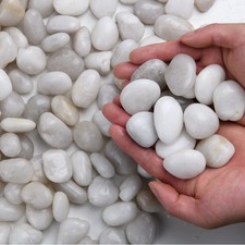 2.1 lb White Decorative Stones,Natural Polished Pebbles for Plant Pots,River ...