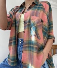 BDG Urban Outfitters Shirt Womens XL Brendan Plaid Tunic Button-Up Raglan Sleeve