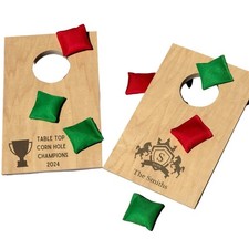Personalized Tabletop Cornhole Game  Handcrafted Wooden Mini Set with 8 Bags