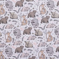 Pink Woodland Animals Flannel Fabric