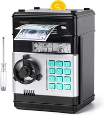 Piggy Bank, Vcertcpl ATM Coin Money Saving Box with Password, Kids Safe Money Ja
