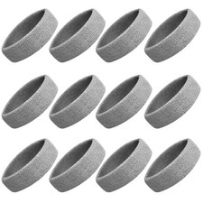 Sweatbands Sport Headbands for Men  Women, 12 Pcs Sweat Head Bands Grey 12 pcs