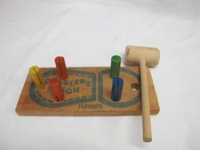 Vtg Playskool Wooden Cobblers Bench Top w Hammer