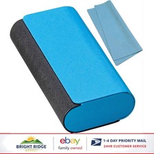 Compact Dual Glasses Case for Two Pairs with Magnetic Closure and Cleaning Cloth