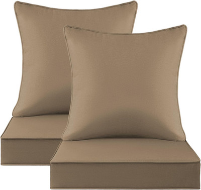 Sunbrella 24x24 Outdoor Cushion Set, Water Repellent, Fade Resistant, Canvas Cam