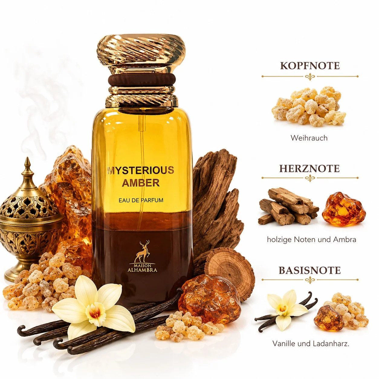 Joom Cosmetara Charm Co. Unisex Schwarz Maison Alhambra Mysterious Amber Eau De Parfum 100 Ml Spray - Bild 3