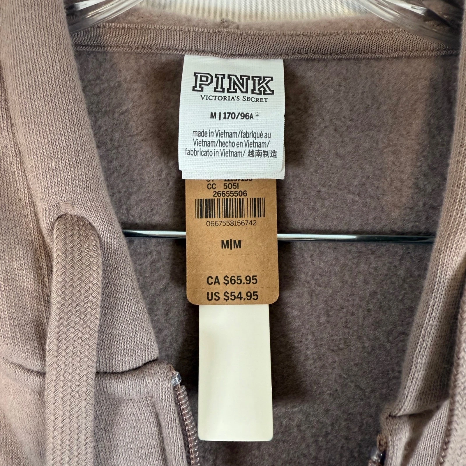 UNDERCOVER Felpa ROSA Victoria's Secret full zip con cappuccio logo argento tasche anteriori M nuova con etichetta