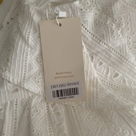 Choosy White Eyelet Lace Romper Lace Up Front Ruffle Sleeve Size Small NWT