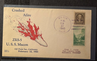 ZRS 5 USS Macon Crash 5 year anniversary Big Sur CA cancel 2/12/40
