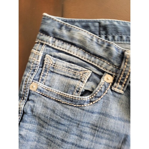Express Jeans Women's 6s Blue Barley Boot Curvy Fit Mid Rise Flex Pants - Picture 8 of 12