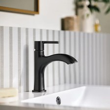 NEW Moen Idris Bathroom Faucet & Push Down Drain 84577BL- Matte Black