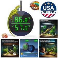 Dual-Function Reptile Thermometer  Hygrometer with Clear LED Display, 32-140 F