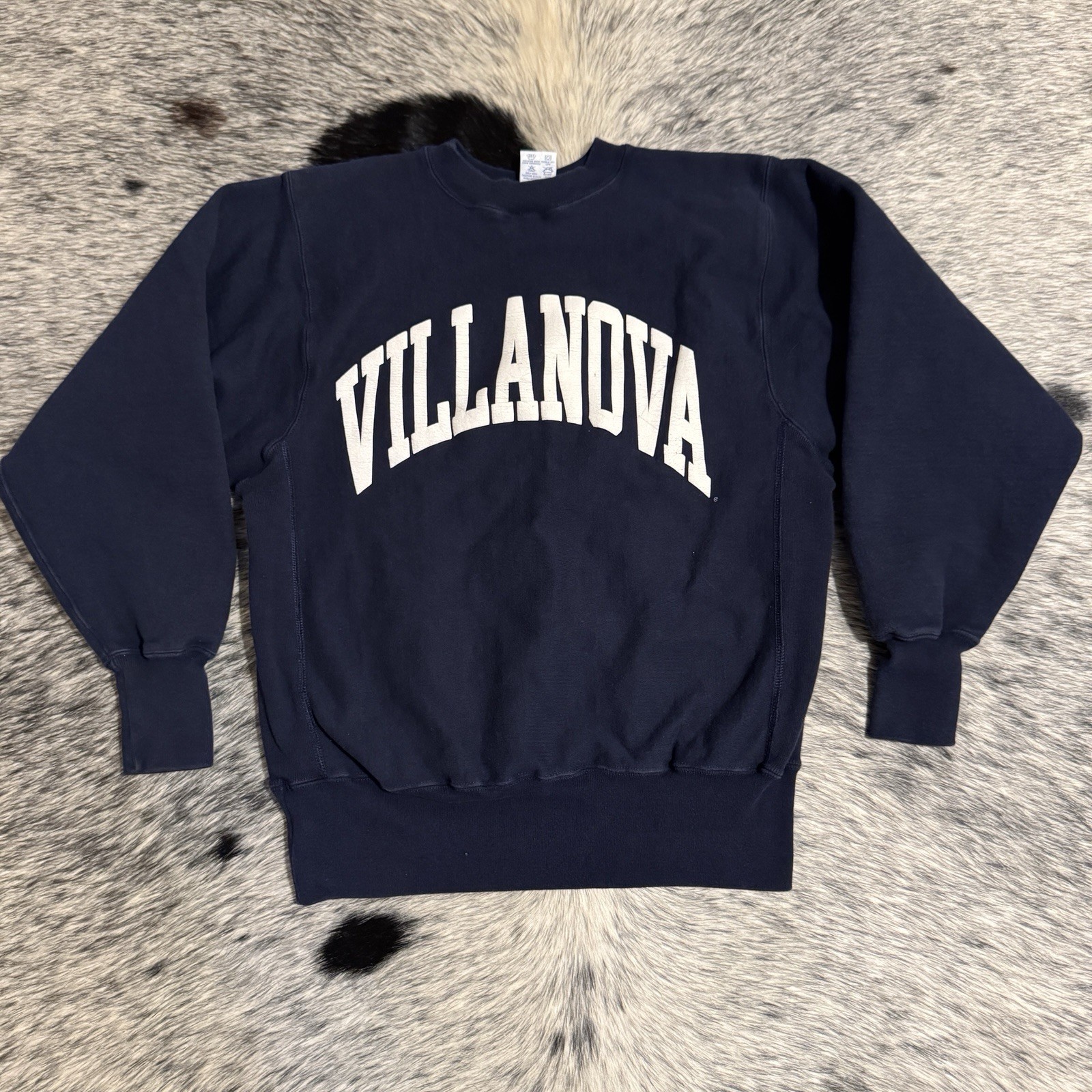 Vintage 90s Champion Reverse Weave Villanova Crewneck Sweatshirt Navy Large