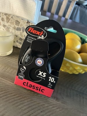 Flexi Dog Leash Retractable 10' Long 3m Tape XSmall Max 18 Lbs BlackBrand New]
