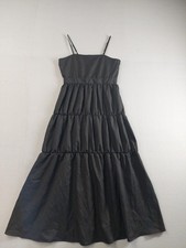 Boohoo Women Dress 12 Black Maxi Spaghetti Strap Flowy Tiered Casual Summer Boho
