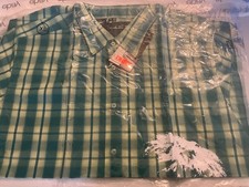 Dragonfly Shirt Mens XXL SCARFACE green plaid NWT
