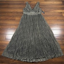Betsy & Adam Size 20 W Metallic Leopard Print Sleeveless Evening Gown Maxi Dress