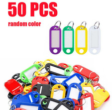50 Pcs Plastic Key Tags with Split Rings   Name Label Luggage ID Keychain Holder