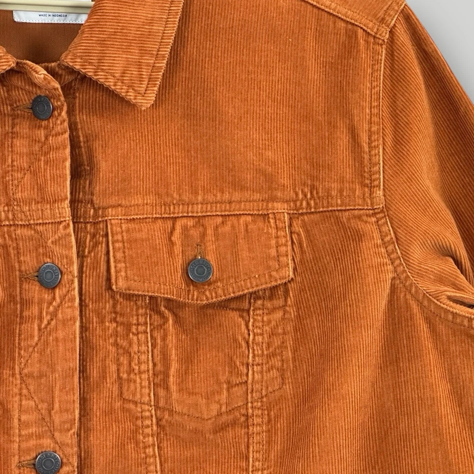 NOVO OLD NAVY Feminino Plus 3X Jaqueta Shacket de Veludo Laranja Queimado Longa Slv Novo com etiquetas - Imagem 2 de 4