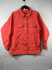Vintage Red-Orange Sears TOUR DE FRANCE Denim Men' Jacket Made In USA, Sz M Y2K