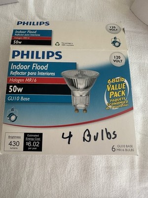 Philips Indoor Flood 50 W MR16 GU10 Base 120 Volt Light Bulb 4 PACK