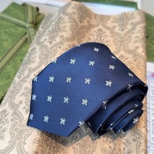 Blue Gucci Bees 100 Silk Tie